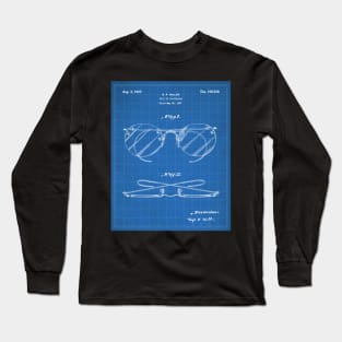 Spectacles Patent - Optometrist Eye Doctor Office Art - Blueprint Long Sleeve T-Shirt